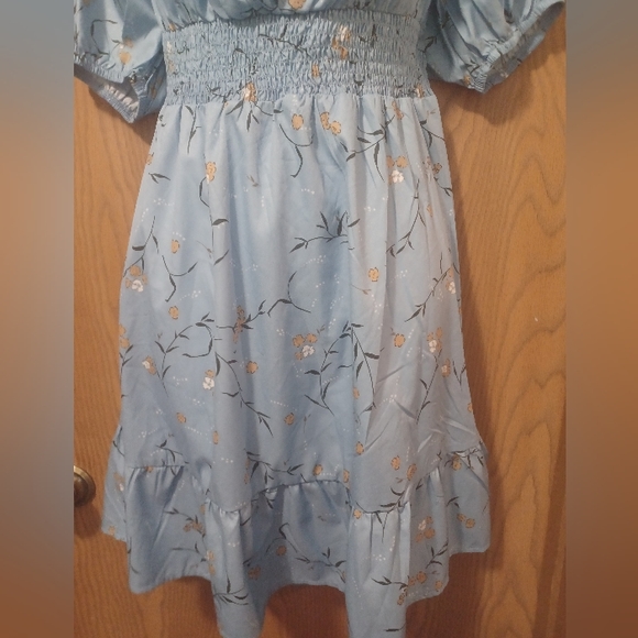 NWOT blue floral print tie backless A-line dress size 10 - Picture 7 of 10